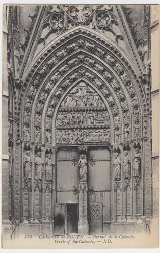 (2111) AK Rouen, Kathedrale, Portal, vor 1945