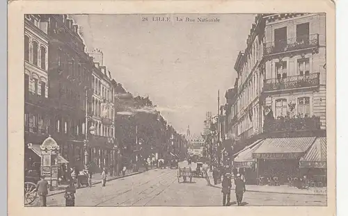 (109461) AK Lille, Frankreich, La Rue Nationale, Litfaßsäule, Feldpost 1915