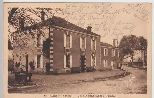 (108632) AK Garein (Landes), Café Abraham et l'Eglise, 1941