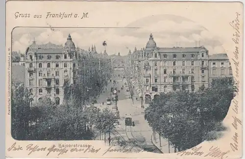 (90100) AK Gruss aus Frankfurt a.M., Kaiserstraße, 1904