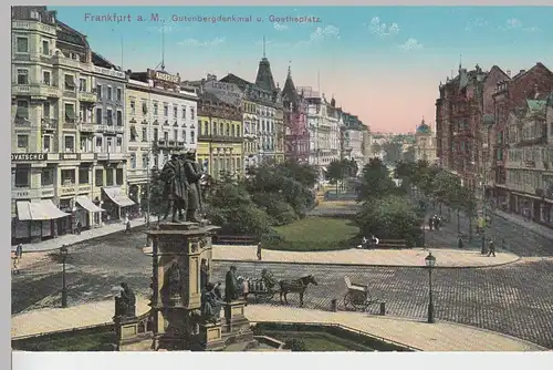 (90099) AK Frankfurt a.M., Gutenbergdenkmal u. Goetheplatz 1912