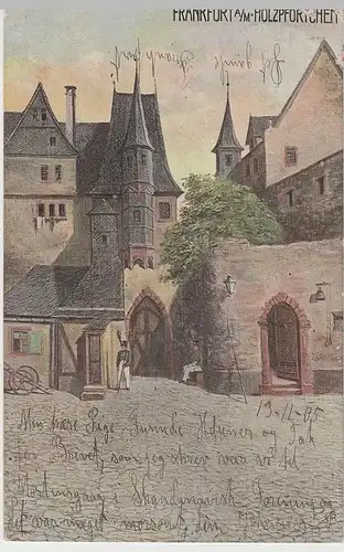 (80256) Künstler AK Frankfurt a.M., Holzpförtchen 1915