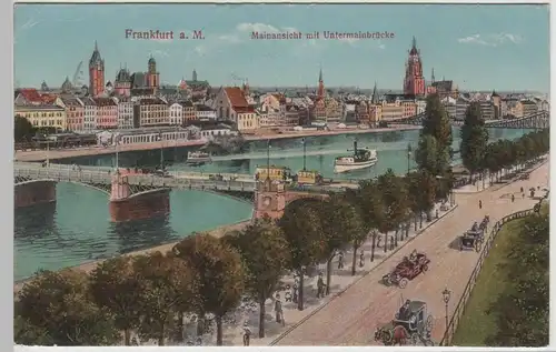 (79665) AK Frankfurt a.M., Mainansicht mit Untermainbrücke, 1925