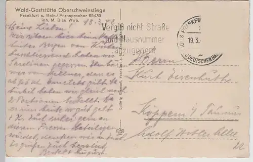 (68472) AK Frankfurt a. Main, Oberschweinstiege, 1942