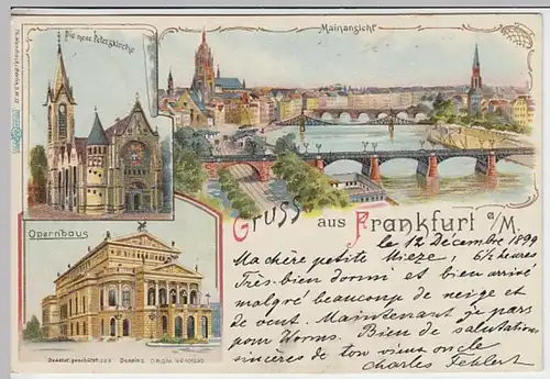 (30266) AK Gruss aus Frankfurt a.M., Litho 1899
