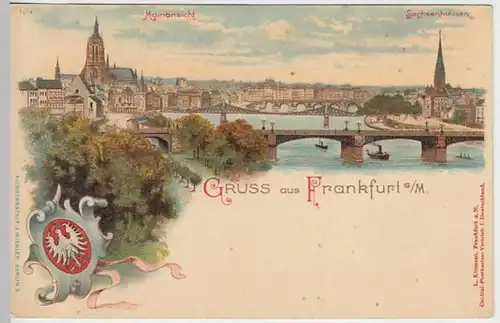 (30264) AK Gruss aus Frankfurt, Mainansicht, Sachsenhausen, Litho vor 1905