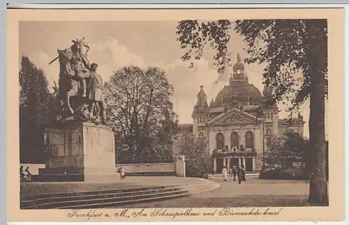 (20758) AK Gruß aus Frankfurt, Main, Schauspielhaus, Bismarckd., v. 1945