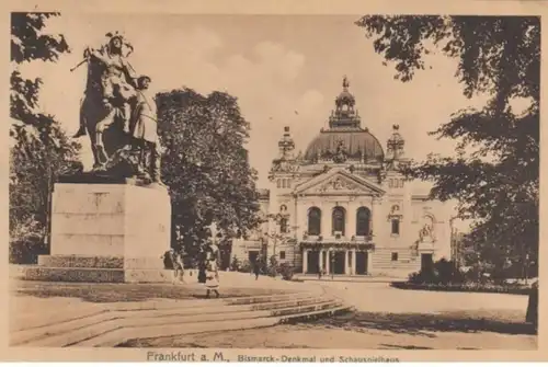 (1529) AK Frankfurt am Main, Bismarckdenkmal, Schauspielhaus 1912