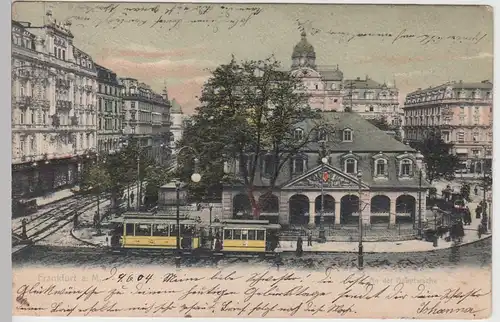 (111378) AK Frankfurt a.M., Hauptwache m. Straßenbahn 1904
