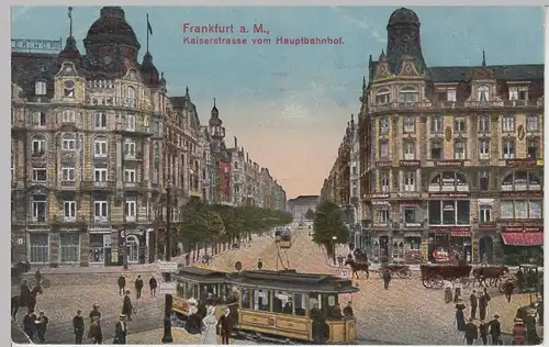 (111051) AK Frankfurt a.M., Kaiserstraße vom Hauptbahnhof 1918