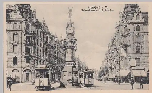 (110037) AK Frankfurt, Main, Kaiserstraße, Uhrtürmchen, Straßenbahn, vor 1945