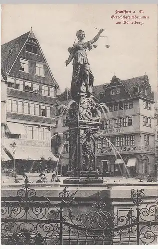 (109748) AK Frankfurt am Main, Gerechtigkeitsbrunnen, Römer, Zum Schwarzen Stern