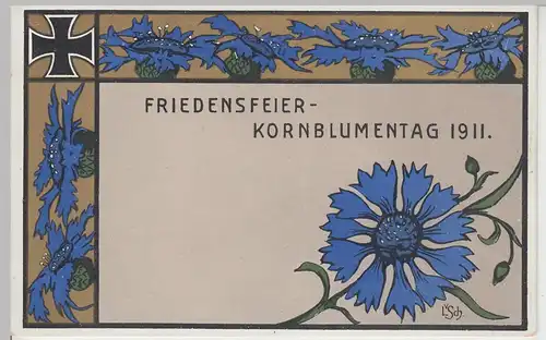(109091) Künstler AK Friedensfeier Kornblumentag, Frankfurt am Main, 10. Mai 191