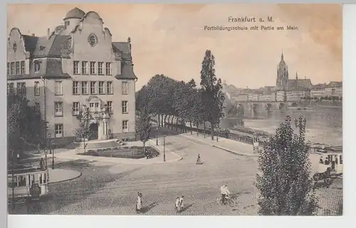 (109085) AK Frankfurt am Main, Fortbildungsschule, Straßenbahn 1914