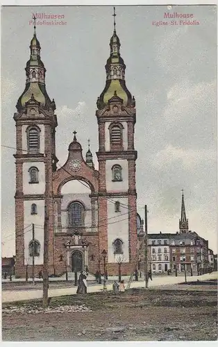 (37458) AK Mülhausen, Mulhouse, Fridolinskirche, um 1919