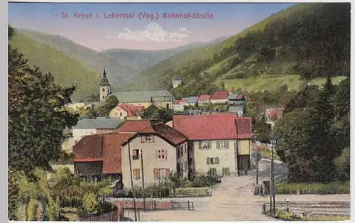 (34340) AK Sankt Kreuz im Leberthal, Bahnhofstraße, vor 1945