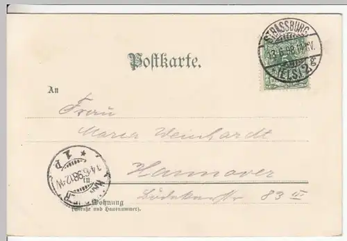 (17825) AK Strasbourg, Straßburg, Münster, Tracht, Gesamtansicht, Litho 1898