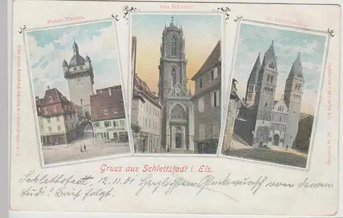 (115377) AK Gruss aus Schlettstadt i. Elsaß, Mehrbildkarte 1901