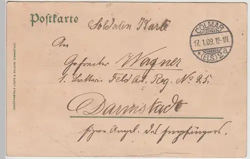 (114395) AK Colmar, Bruatdenkmal, Cafe Marsfeld 1909