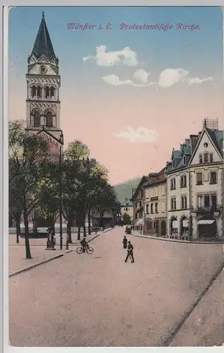 (113908) AK Münster i. Elsass, Munster, Haut-Rhin, Protestant. Kirche, v. 1945