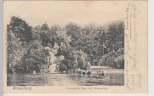 (112107) AK Straßburg, Strasbourg, Orangerie See, Wasserfall 1903