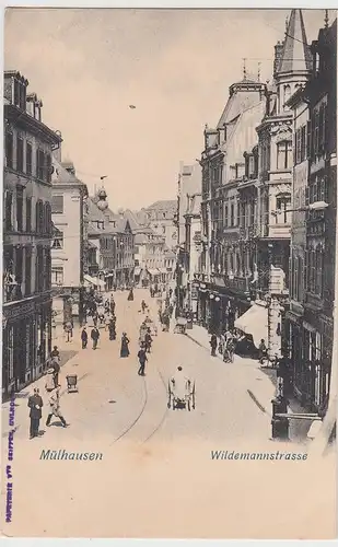 (112041) AK Mülhausen, Mulhouse, Elsass, Wildemannstraße, bis um 1905