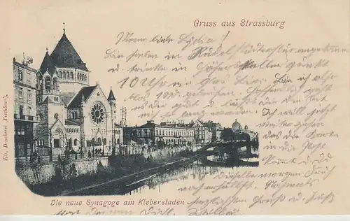 (108055) AK Gruß aus Straßburg, Strasbourg, Synagoge am Kleberstaden 1903