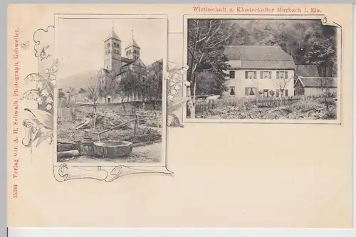 (107600) AK Murbach i. Els., Klosterkirche u. Wirtschaft Zum Klosterkeller, vor