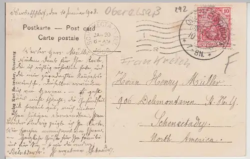 (107327) AK Gruss aus Oberbetschdorf, Partie an der Kirche, 1908