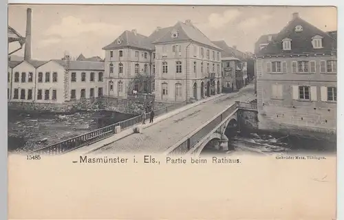 (105400) AK Masmünster, Partie beim Rathaus, um 1900