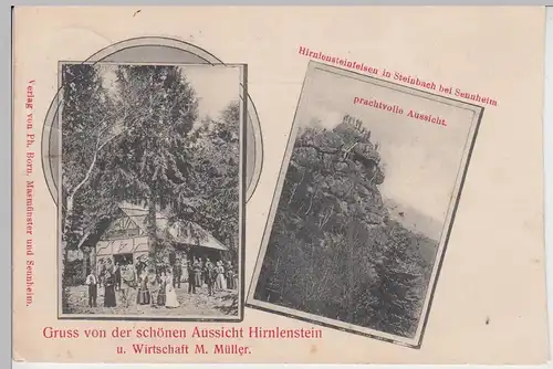 (100939) AK Gruß von der schönen Aussicht Hirnlenstein, Gasthaus M. Müller, vor
