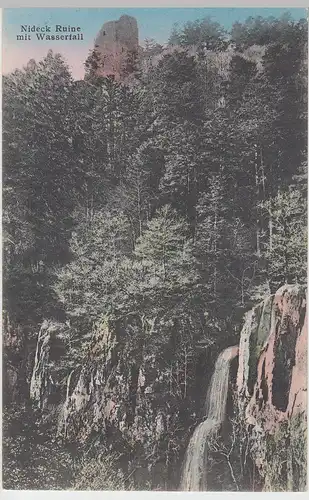 (100702) AK Burg Nideck mit Wasserfall, vor 1945