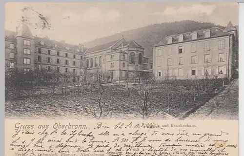 (100201) AK Gruss aus Oberbronn, Kapelle und Krankenhaus, 1904