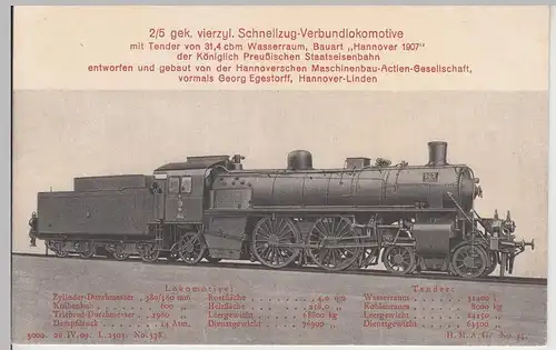 (113719) AK 2/5 Verbund Schnellzug Lokomotive, Preuss. Staatsbahn, vor 1945