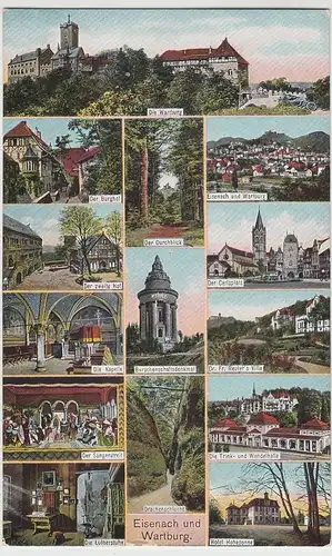(93983) AK Eisenach und Wartburg, Mehrbildkarte vor 1945