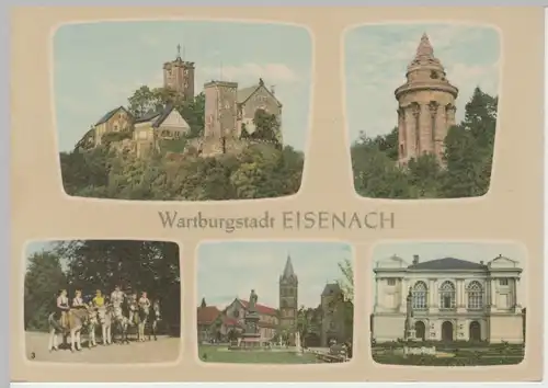 (83219) AK Eisenach, Mehrbild, Landestheater, Lutherdenkmal 1966