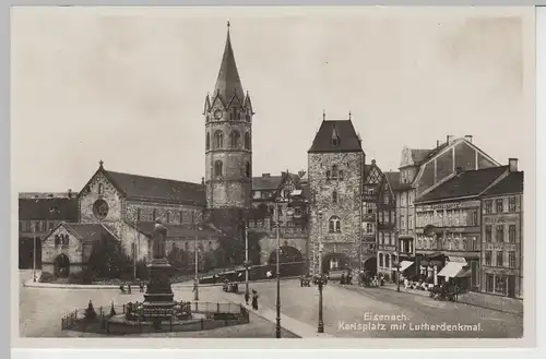 (76265) Foto AK Eisenach, Karlsplatz, Lutherdenkmal, Nikolaikirche, vor 1945