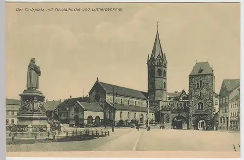 (49753) AK Eisenach, Carlsplatz m. Nicolaikirche u. Lutherdenkmal, vor 1945