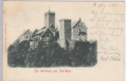 (104766) AK Eisenach, Wartburg von Süd-West, 1901
