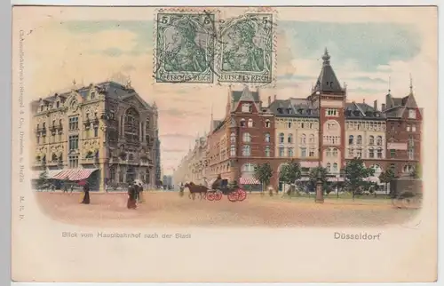 (95165) AK Düsseldorf, Blick vom Hauptbahnhof 1905