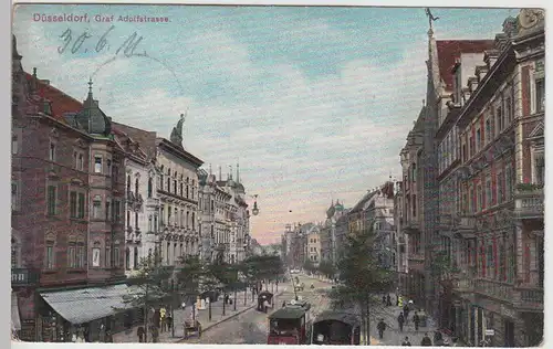 (95160) AK Düsseldorf, Graf Adolf Straße, Straßenbahn 1911