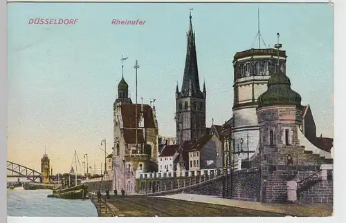 (91295) AK Düsseldorf, Rheinufer, 1910