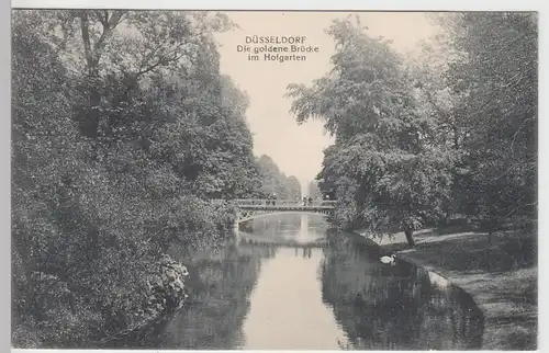 (90046) AK Düsseldorf, Goldene Brücke im Hofgarten, 1914
