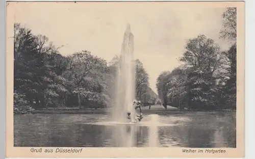 (87816) AK Düsseldorf, Weiher im Hofgarten, Fontäne 1911