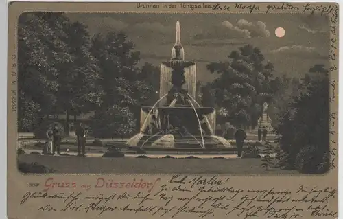 (76699) AK Gruss aus Düsseldorf, Brunnen in der Königsallee, Litho 1902