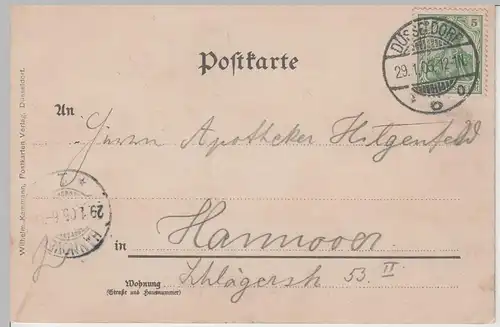 (76697) AK Gruss aus Düsseldorf, Stadtansicht anno 1650, Karte von 1905