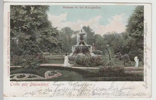 (76695) AK Gruss aus Düsseldorf, Brunnen in der Königsallee, 1903