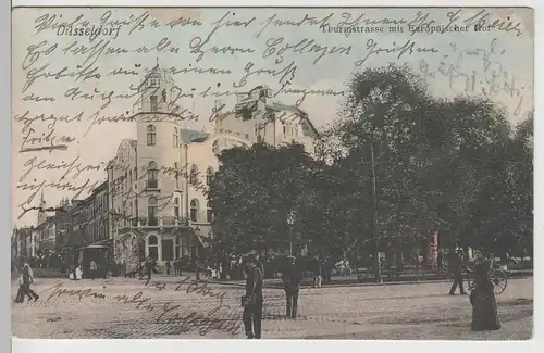 (74799) AK Düsseldorf, Thurmstraße mit Europäischer Hof, 1906