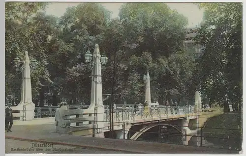 (71952) AK Düsseldorf, Bastionbrücke über den Stadtgraben, 1908