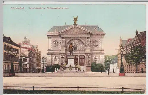 (48664) AK Düsseldorf, Kunsthalle, Bismarckdenkmal 1907